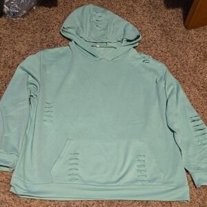 Men's Mint Green Distressed Hoodie